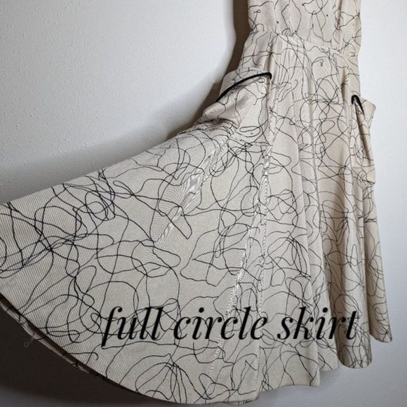 Vintage 50s Party Dress Circle Skirt Side Pockets Hand Sewn Midi - Picture 4 of 16